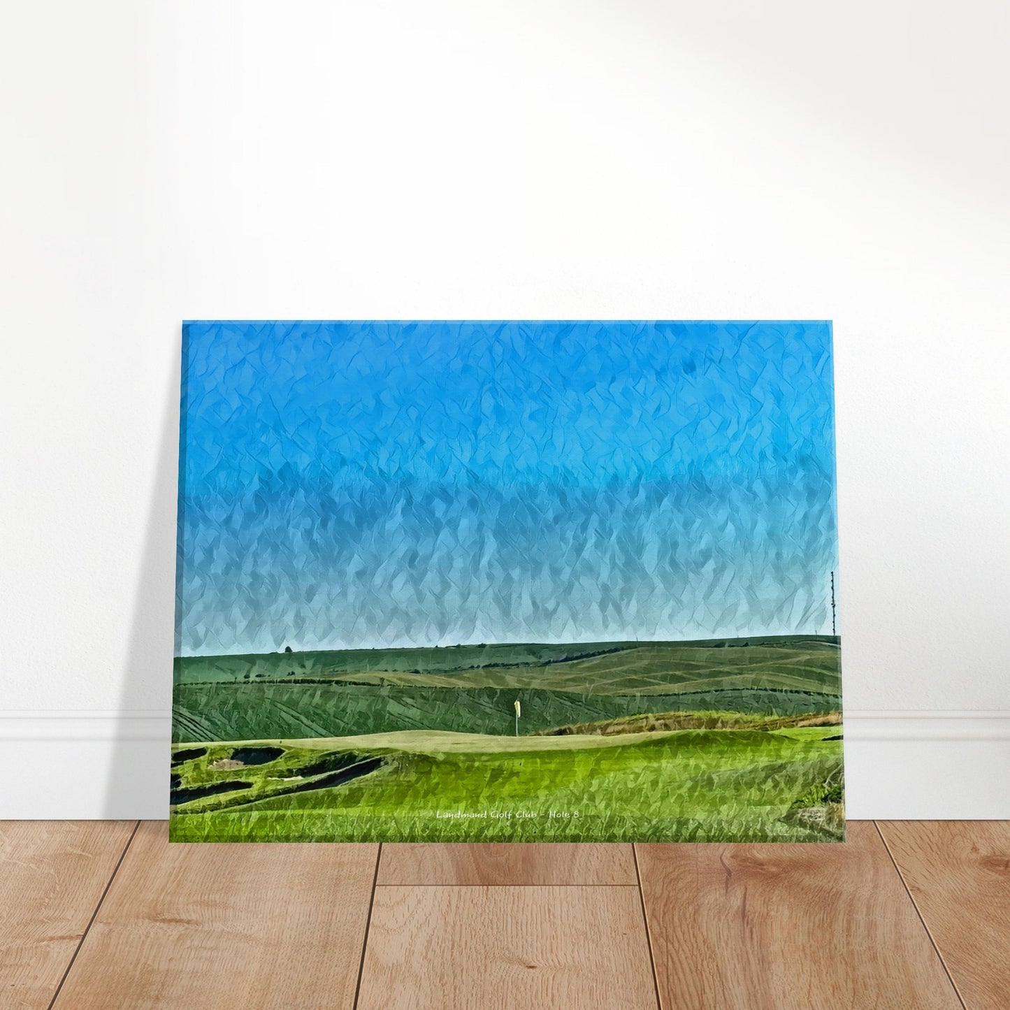 landmand hole 8 short par 3 with beautiful of farm field in the distance