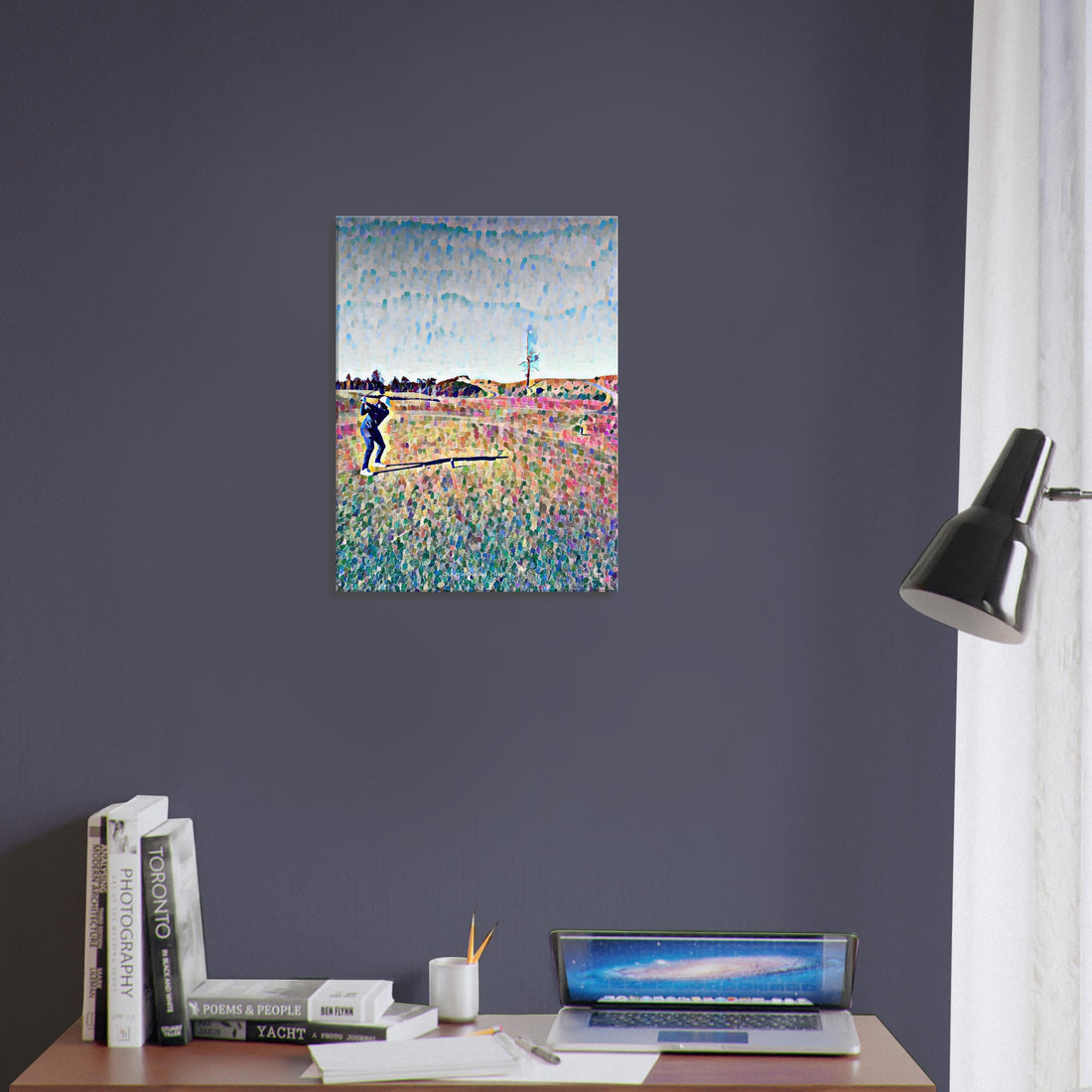Scenic view of the Ghost Tree at Bandon Dunes hole 3 pointillism artwork