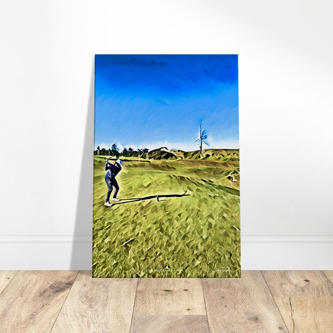 Old MacDonald at Bandon Dunes hole 3 gouache print depicting the legendary Ghost Tree