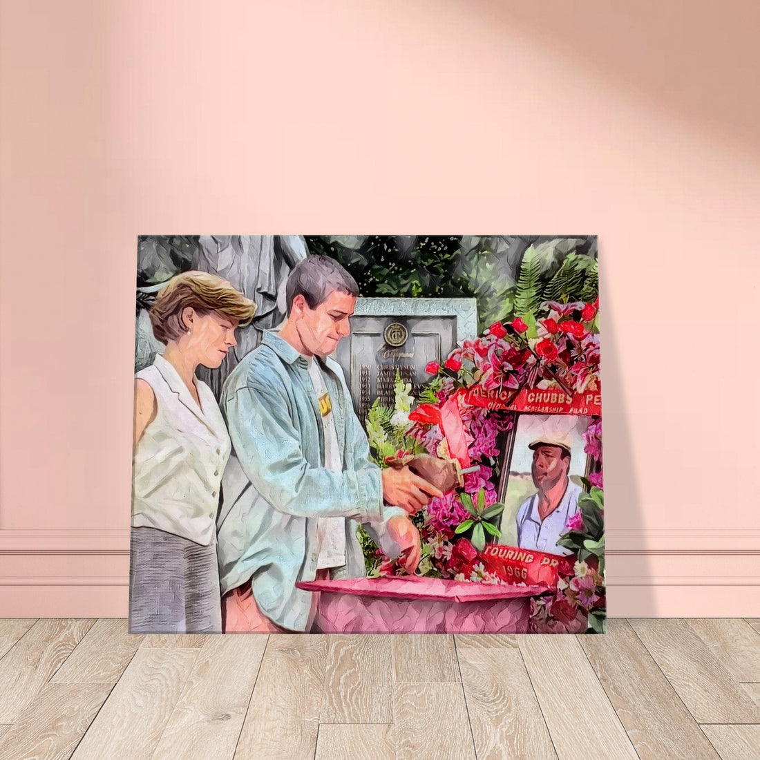 Chubbs Peterson's funeral gathering from Happy Gilmore oil on canvas print