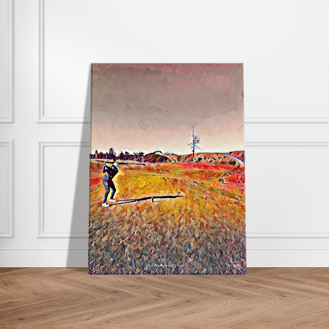 Old MacDonald at Bandon Dunes Ghost Tree hole 3 oil print highlighting the dramatic scenery
