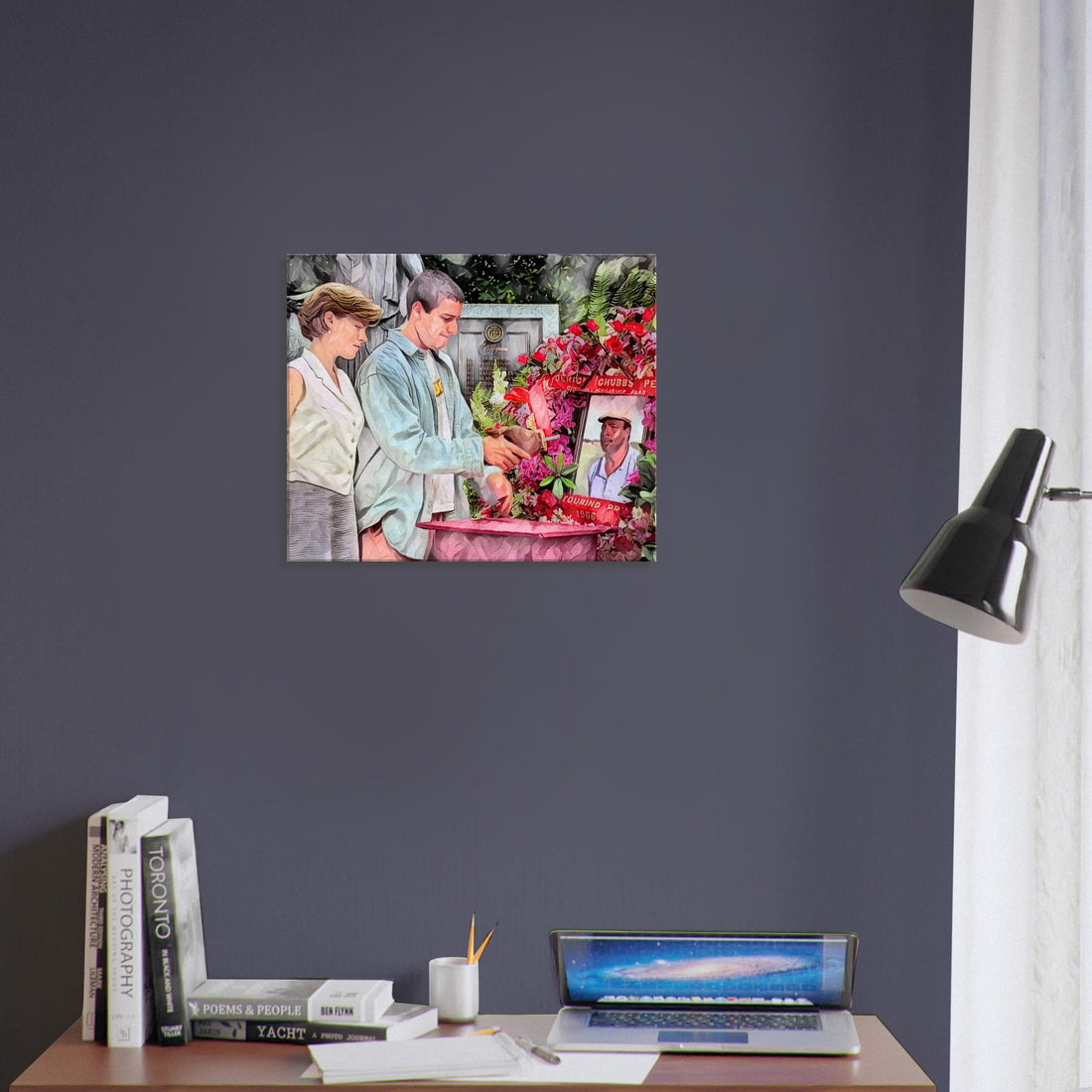 Chubbs Peterson's funeral oil on canvas print featuring Happy Gilmore moments