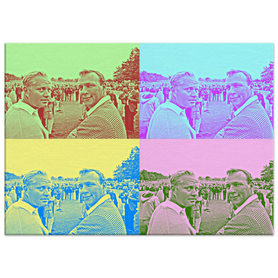 Arnold Palmer and Jack Nicklaus together on the golf course golf art canvas
