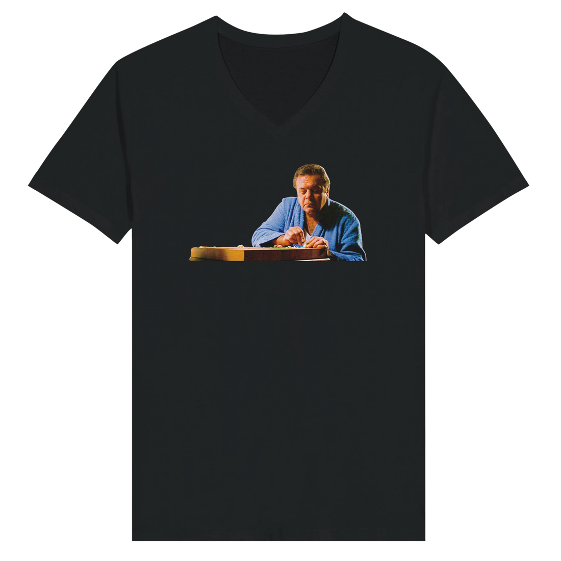 Paulie slicing garlic with a knife Goodfellas golf t-shirt