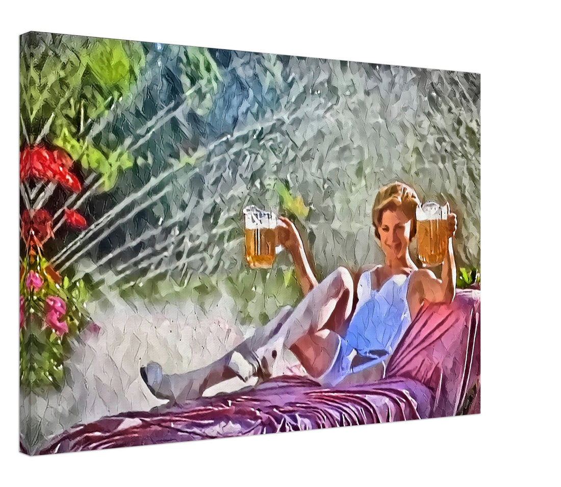 Happy Place - Happy Gilmore - Oil Painting Print on Canvas — Lifestyle view — Natural Birdies