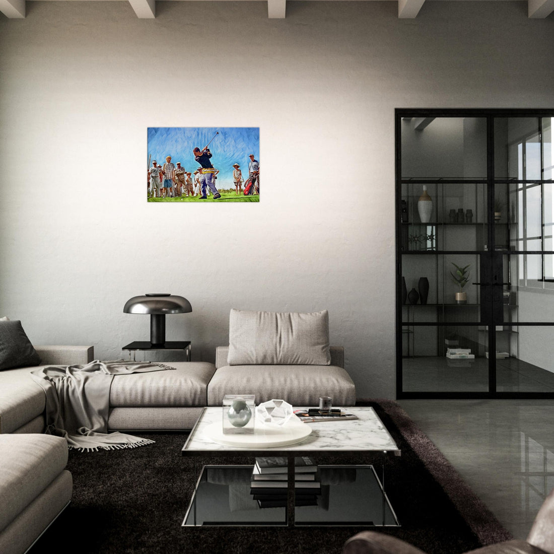 Art print showcasing iconic Happy Gilmore golf moment