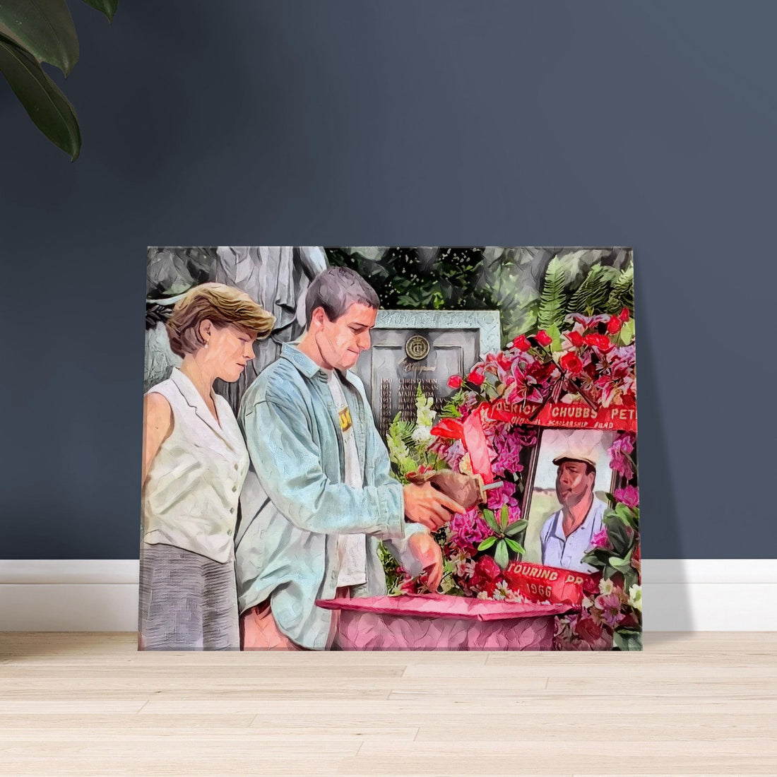 Chubbs Peterson's funeral gathering from Happy Gilmore oil on canvas print
