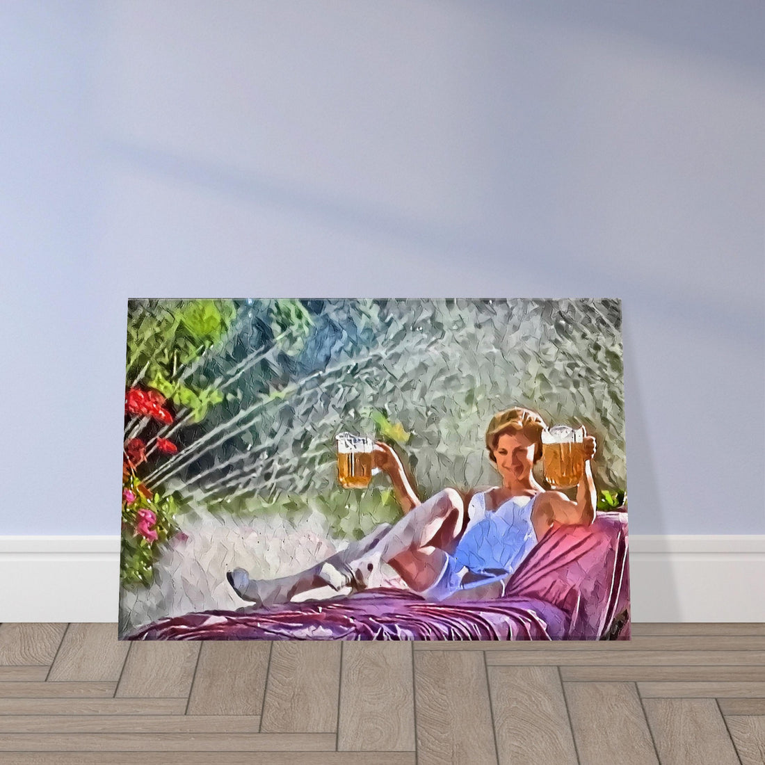 Happy Place - Happy Gilmore - Oil Painting Print on Canvas — Detail view — Natural Birdies