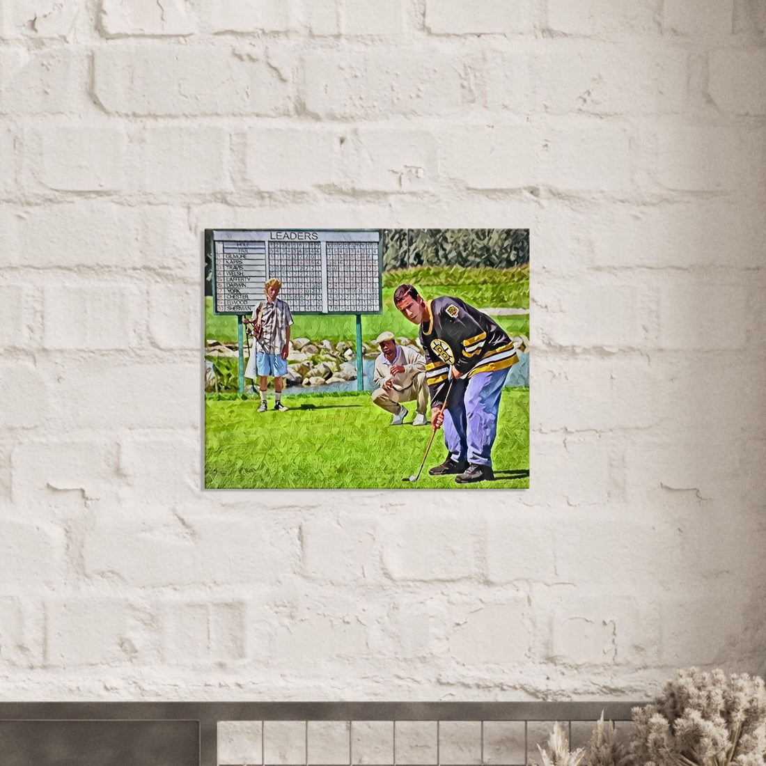 Happy Gilmore's humorous tap-in moment captured in golf wall art