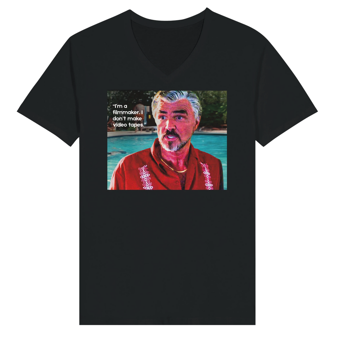 I'm a Filmmaker Jack Horner Boogie Nights t-shirt displayed on a hanger