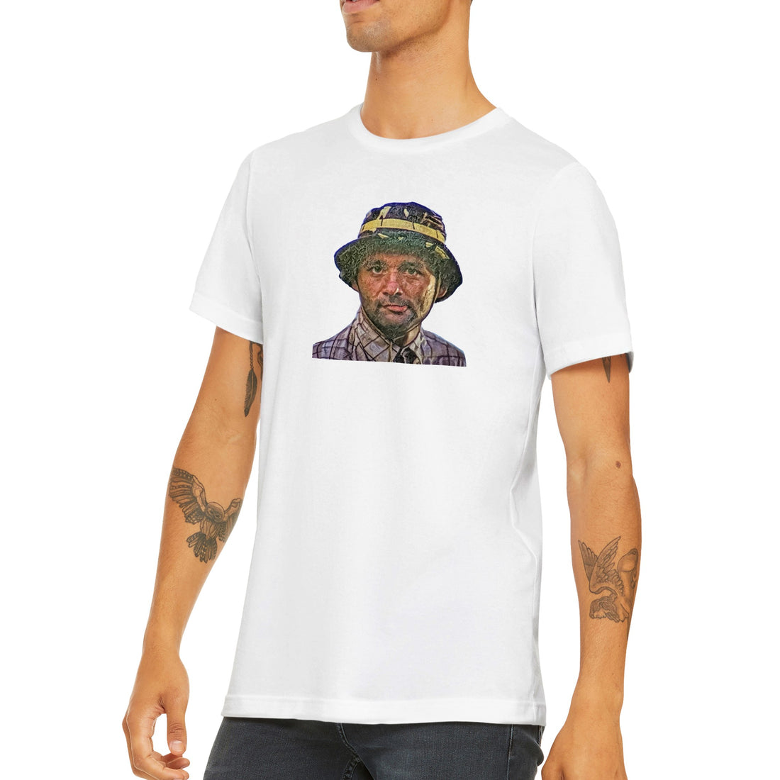 Carl Spackler putting his ball through the wash Caddyshack golf t-shirt on a model