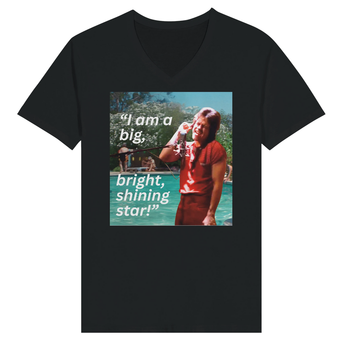 I'm a Big Bright Shining Star Dirk Diggler Boogie Nights t-shirt displayed on a hanger