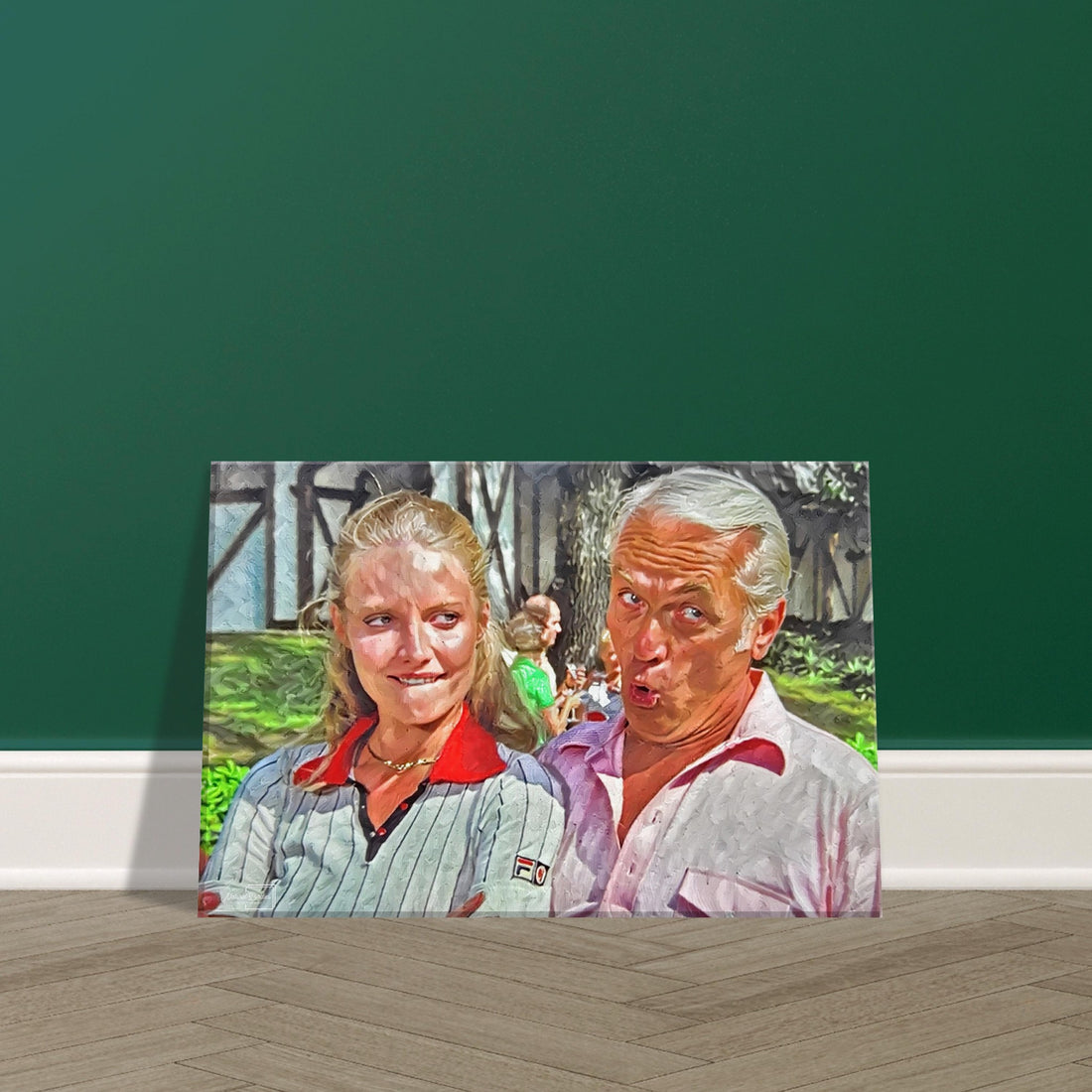 Lacey Underall and Judge Smails ready to play Caddyshack golf wall art
