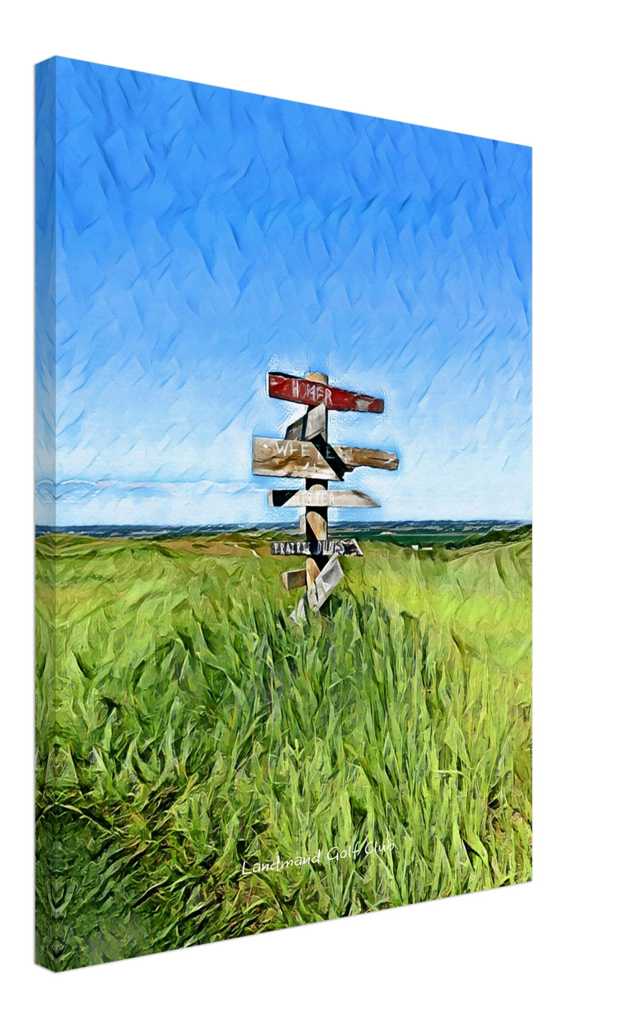 Landmand Golf Club - Wayfinding Sign - Oil Painting Canvas Art Print