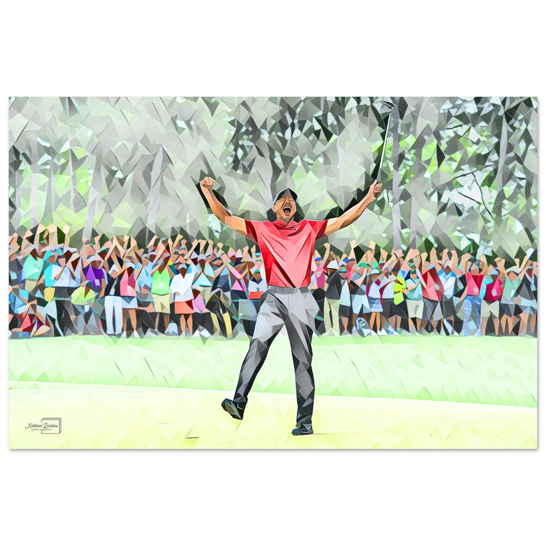 Tiger Woods holding the Masters trophy golf wall art