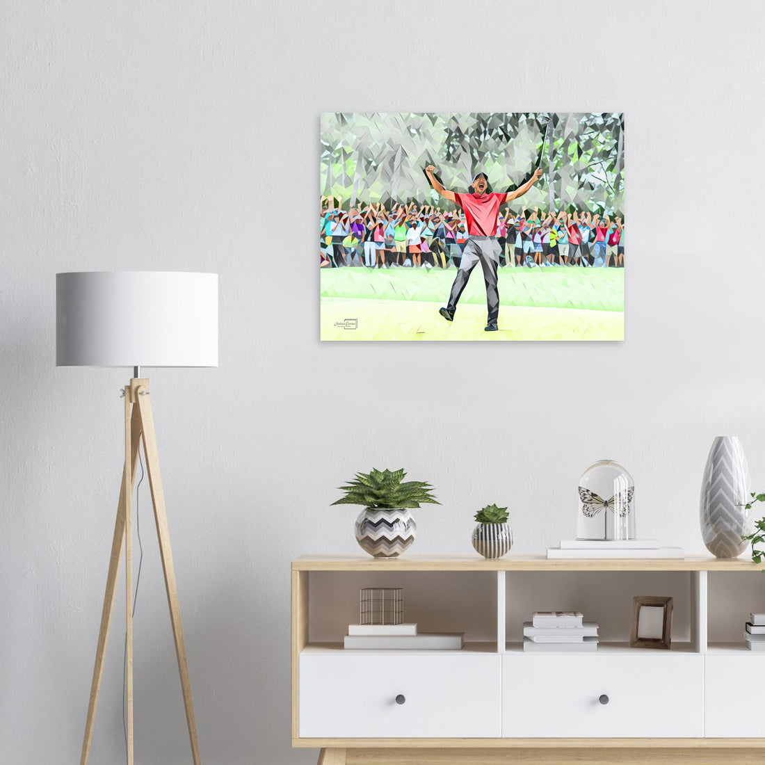 Tiger Woods at the 2019 Masters green jacket ceremony golf wall art