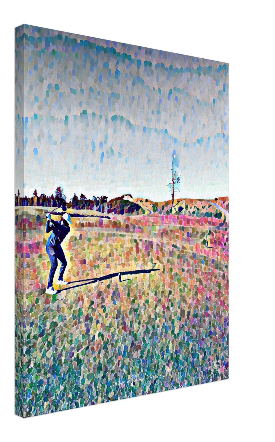 Pointillism artwork of the Ghost Tree on Bandon Dunes