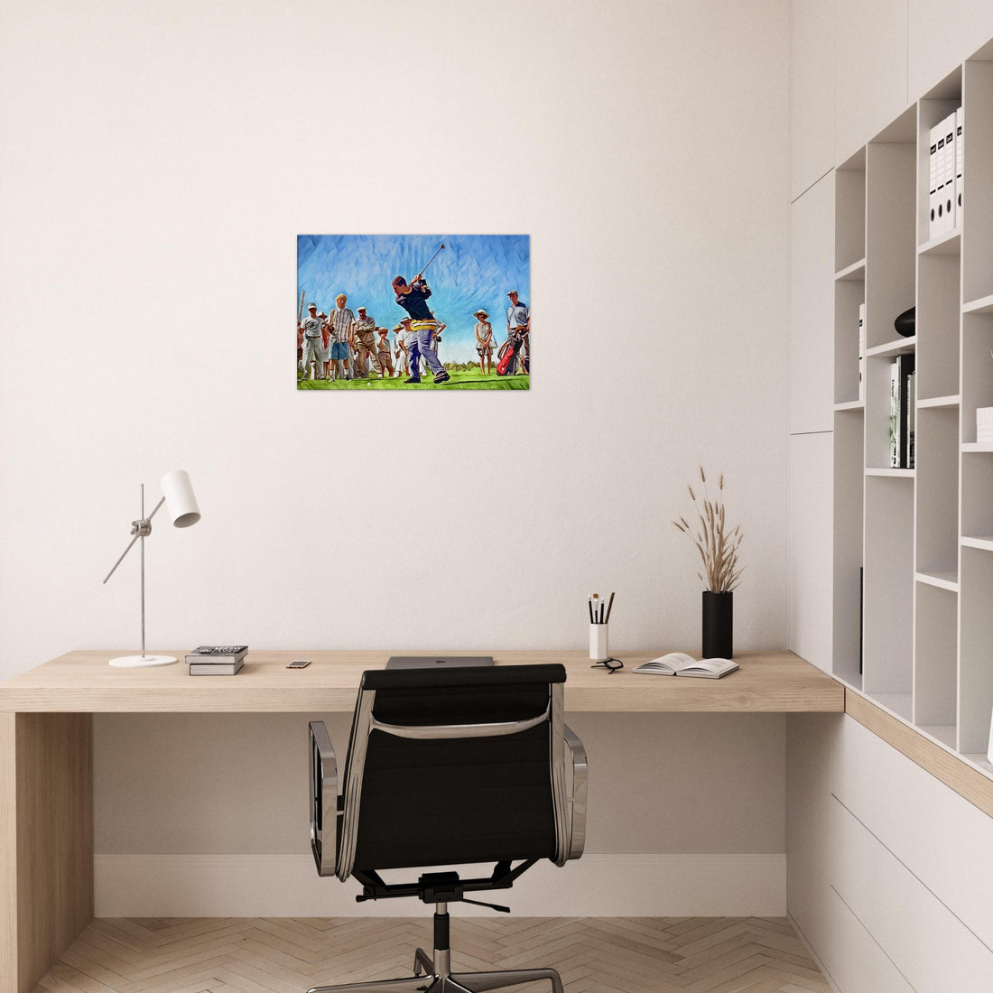 Vibrant oil painting of a golf scene from Happy Gilmore