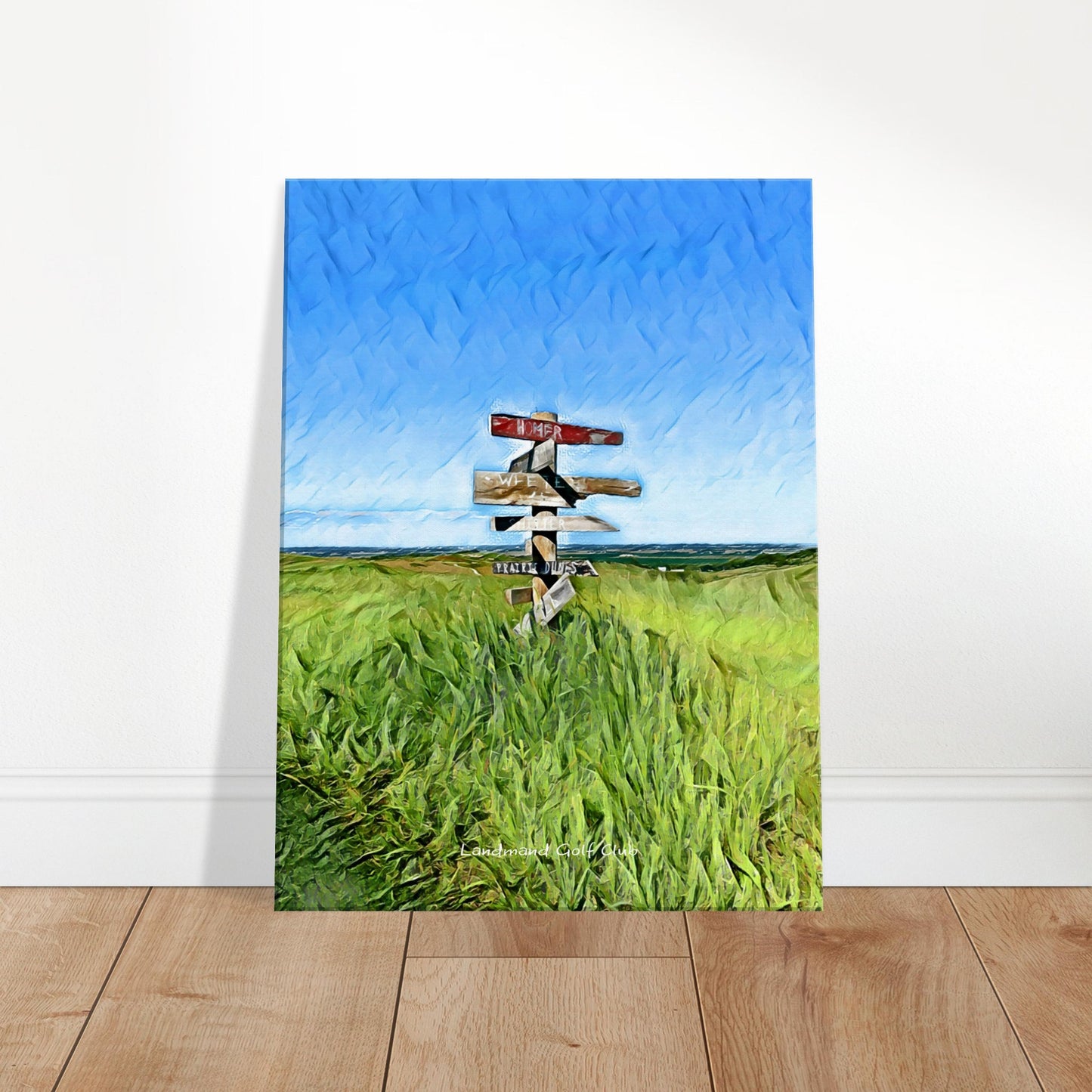 Landmand Golf Club - Wayfinding Sign - Oil Painting Canvas Art Print