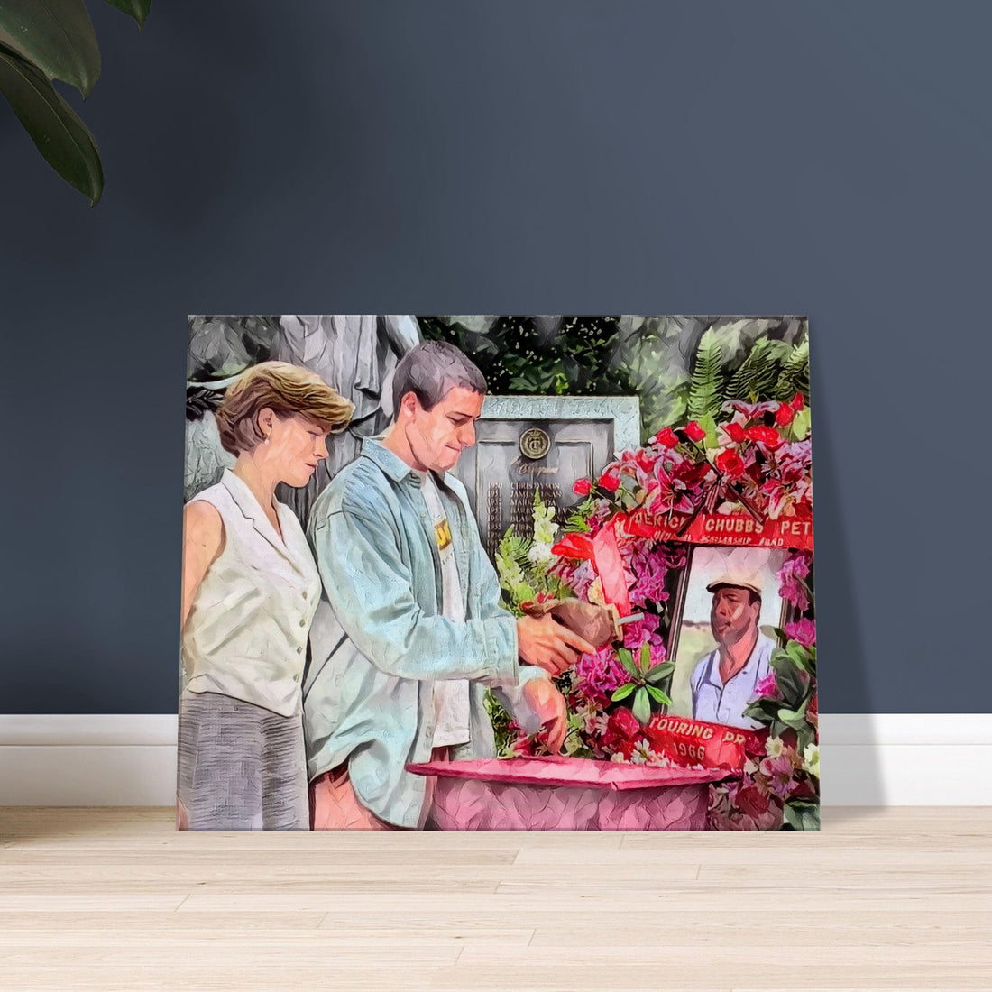 Chubbs Peterson's funeral scene with Happy Gilmore characters oil on canvas print