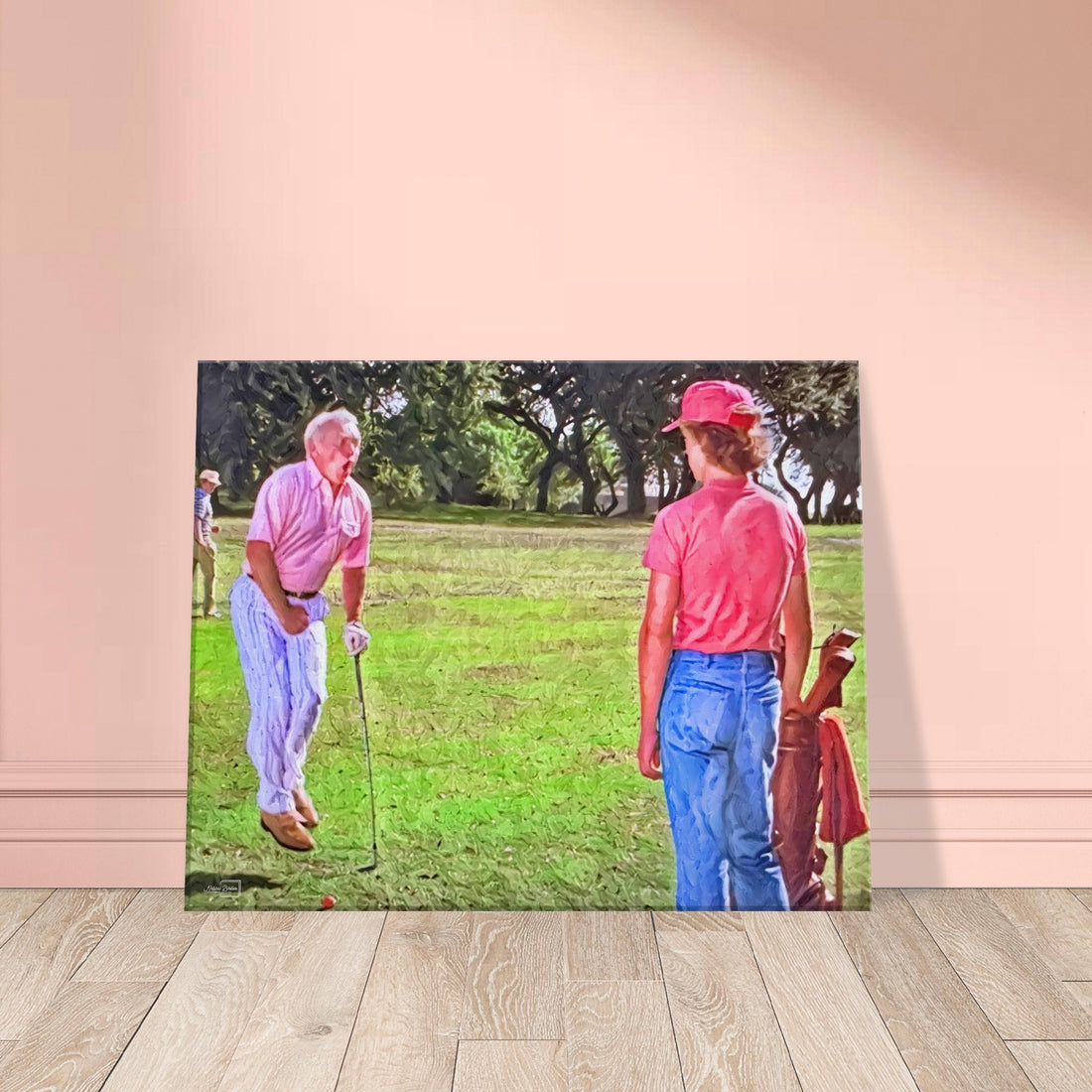 Caddyshack art of Smails and golf course scenery